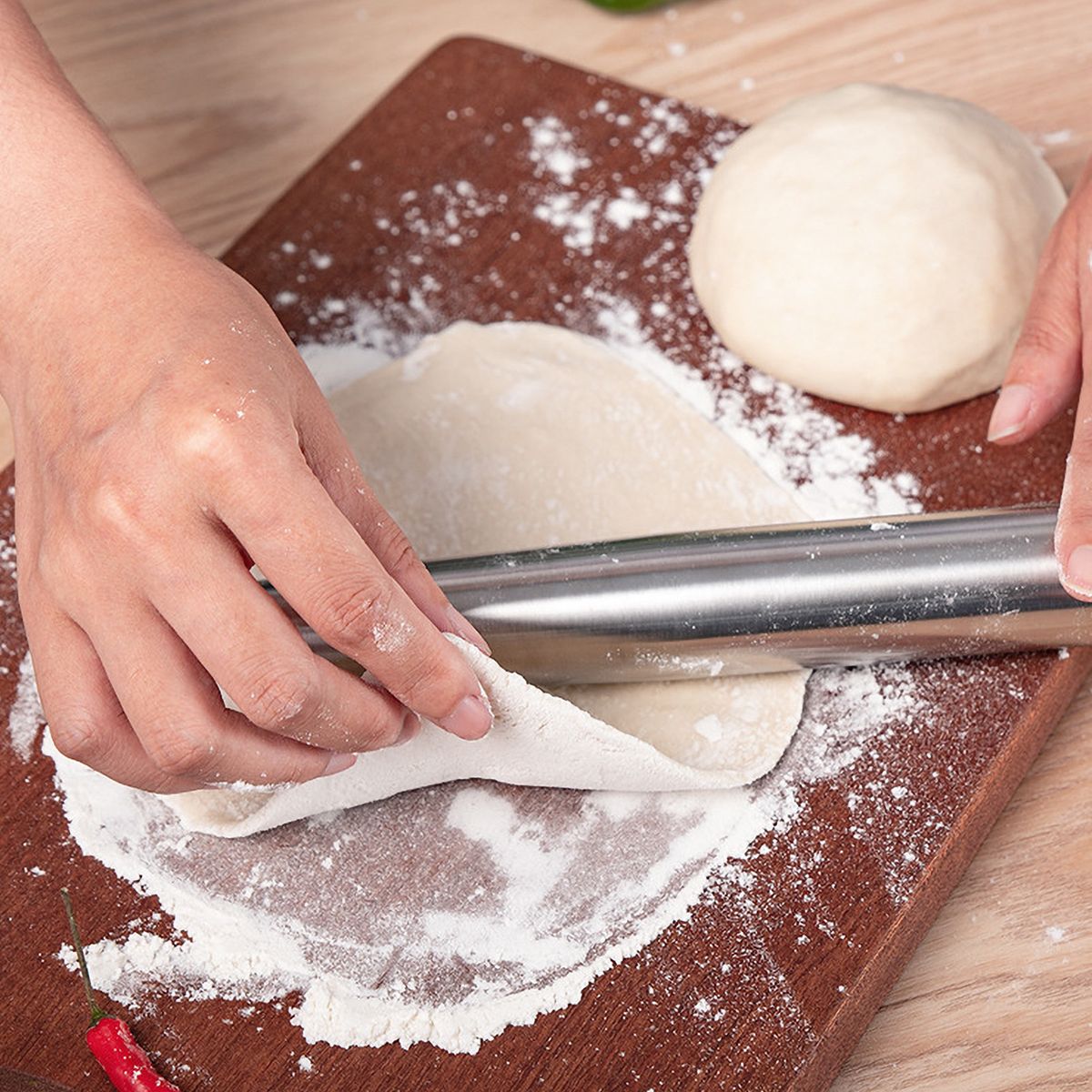 13 Inch Rolling Pins Smooth Stainless Steel Tapered Design