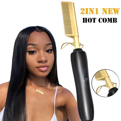 2IN1 Hot Electric Heating Hair Straightener/ Curlier Comb