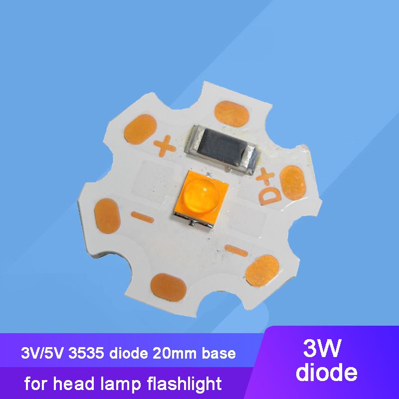 10pcs 3V 5V 3W White Warm Yellow 3535 LED Bead Light + Base