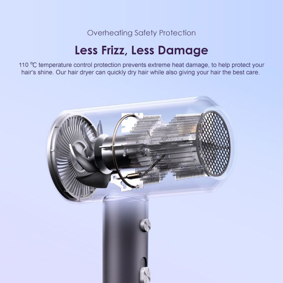 SmartHairDryer 1800W 3 Heat Modes Negative Ion Technology Hair Dryer