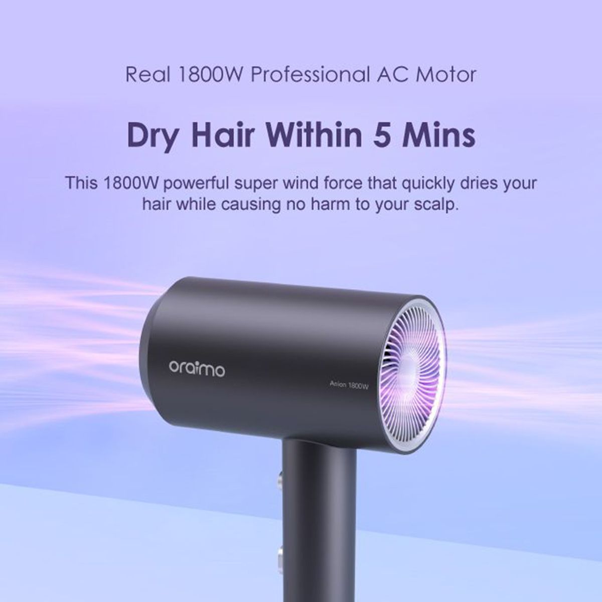 SmartHairDryer 1800W 3 Heat Modes Negative Ion Technology Hair Dryer