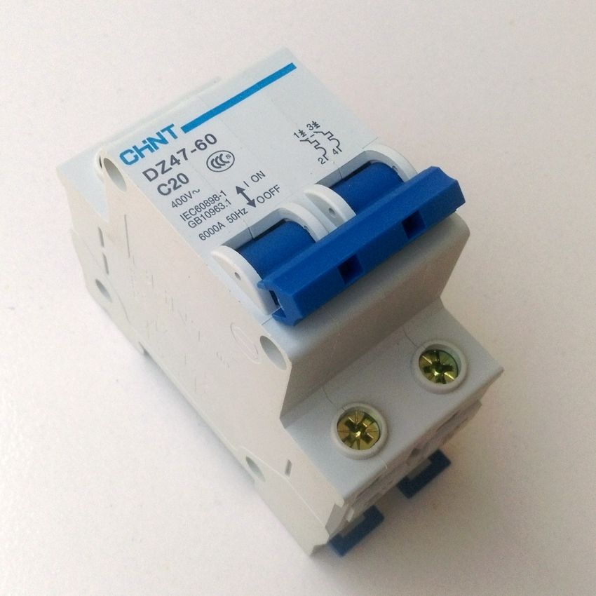 CHINT DZ47-60 C20 AC230 400V 2P 20A Rated Current 2 Pole
