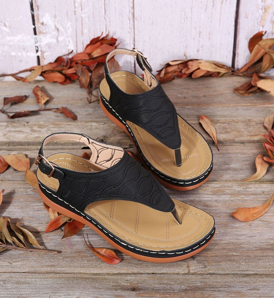 Women Leather Wedge Sandals