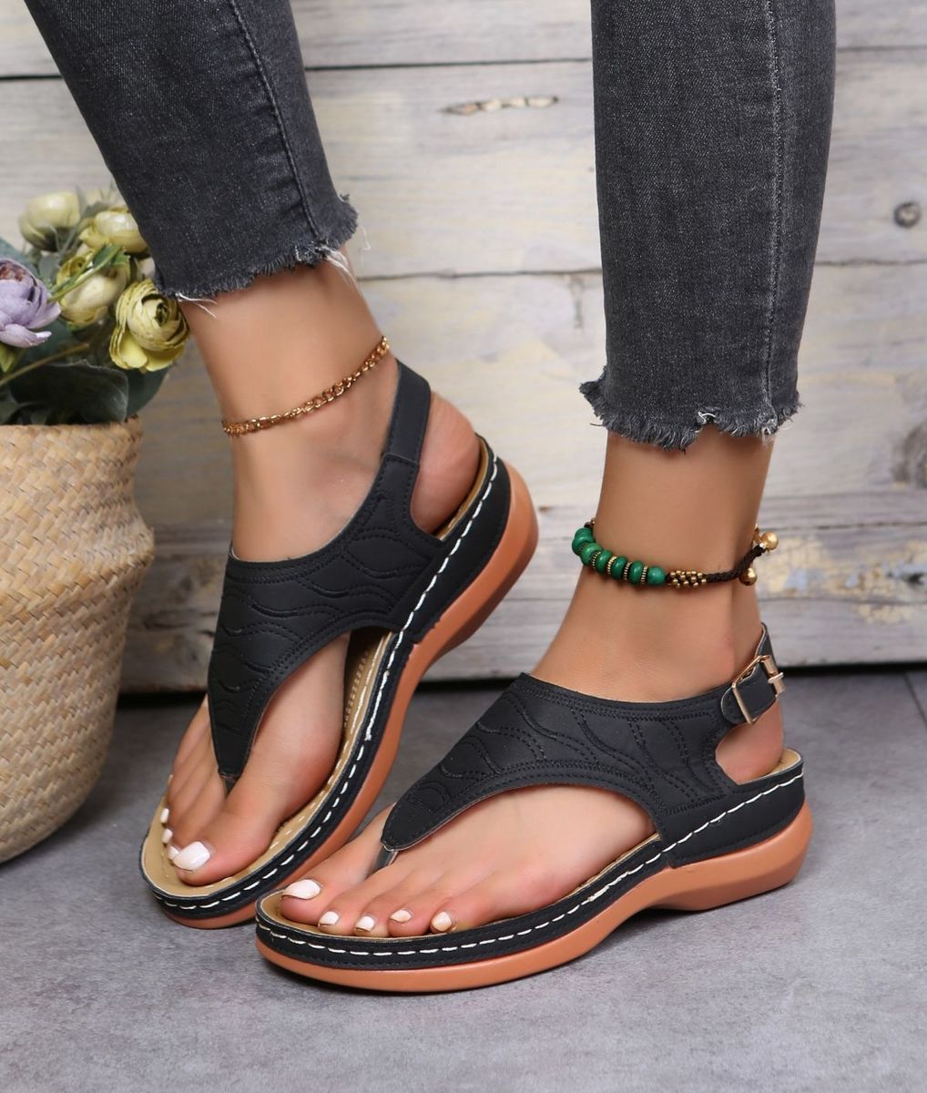 Women Leather Wedge Sandals