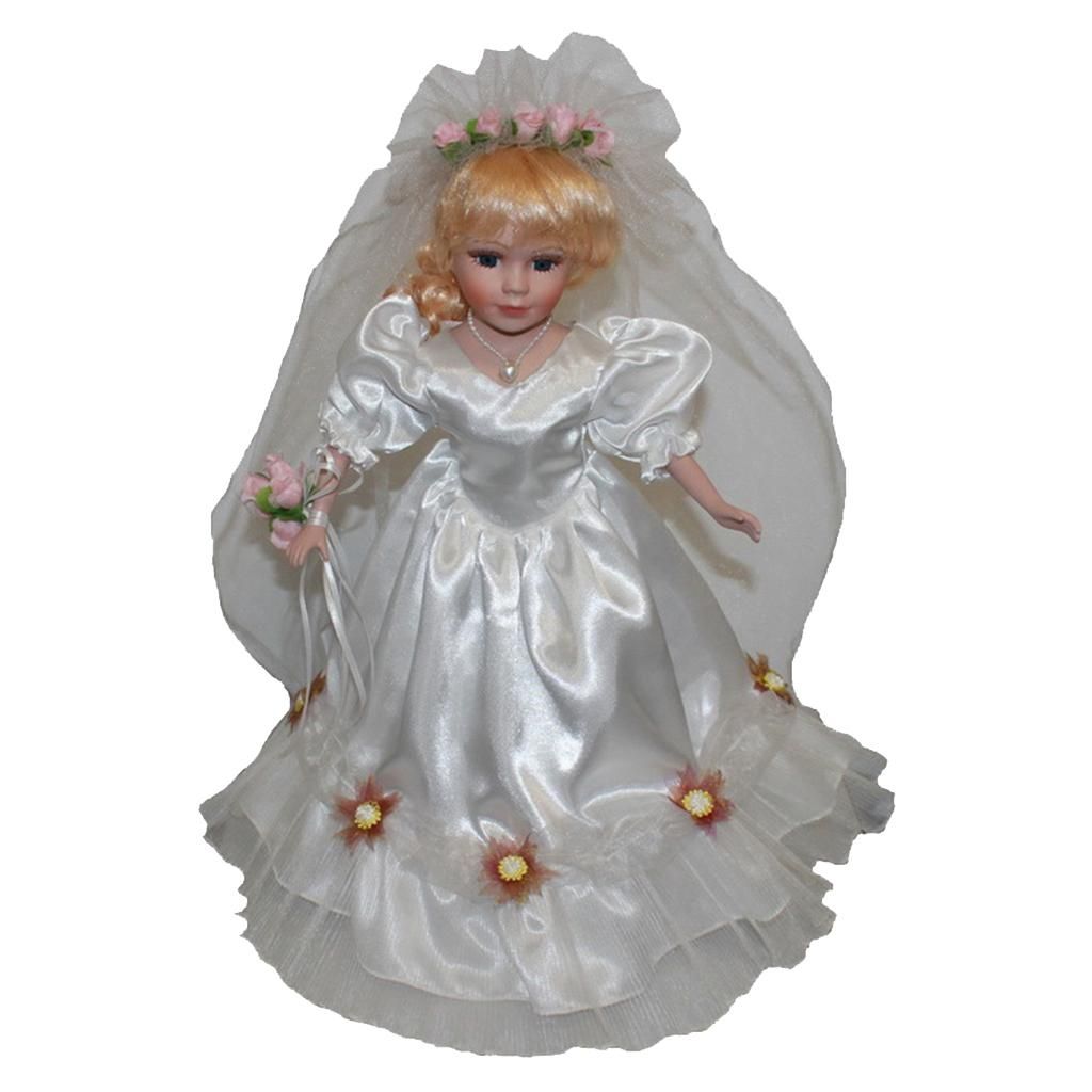 40cm Ceramic  White Wedding Dress  Figure Collectible