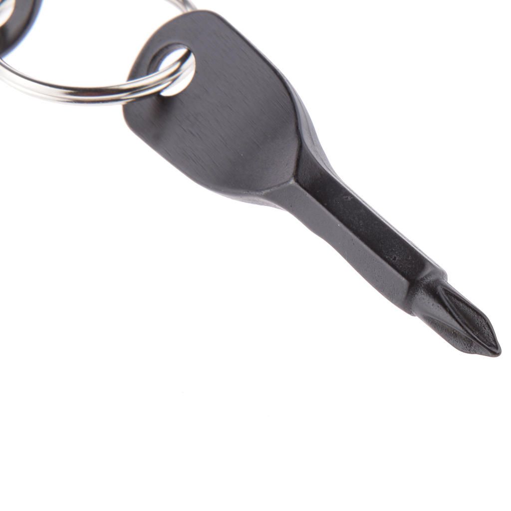 Black 2 Keys Stainless Steel Screwdriver Keychain Outdoor Sport Pocket