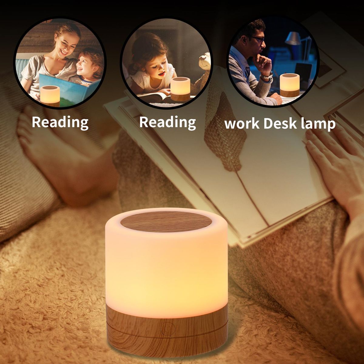 Desktop Leds Colorful Night Light Bedroom Bedside USB Touching RGB Night Lamp with Remote-Controller