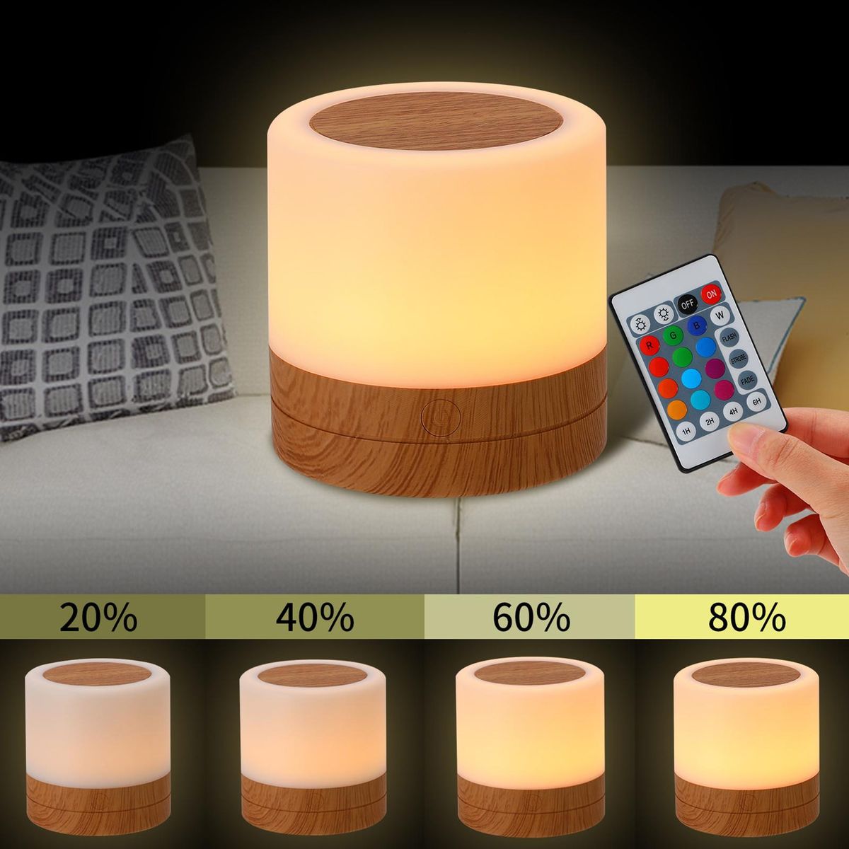 Desktop Leds Colorful Night Light Bedroom Bedside USB Touching RGB Night Lamp with Remote-Controller