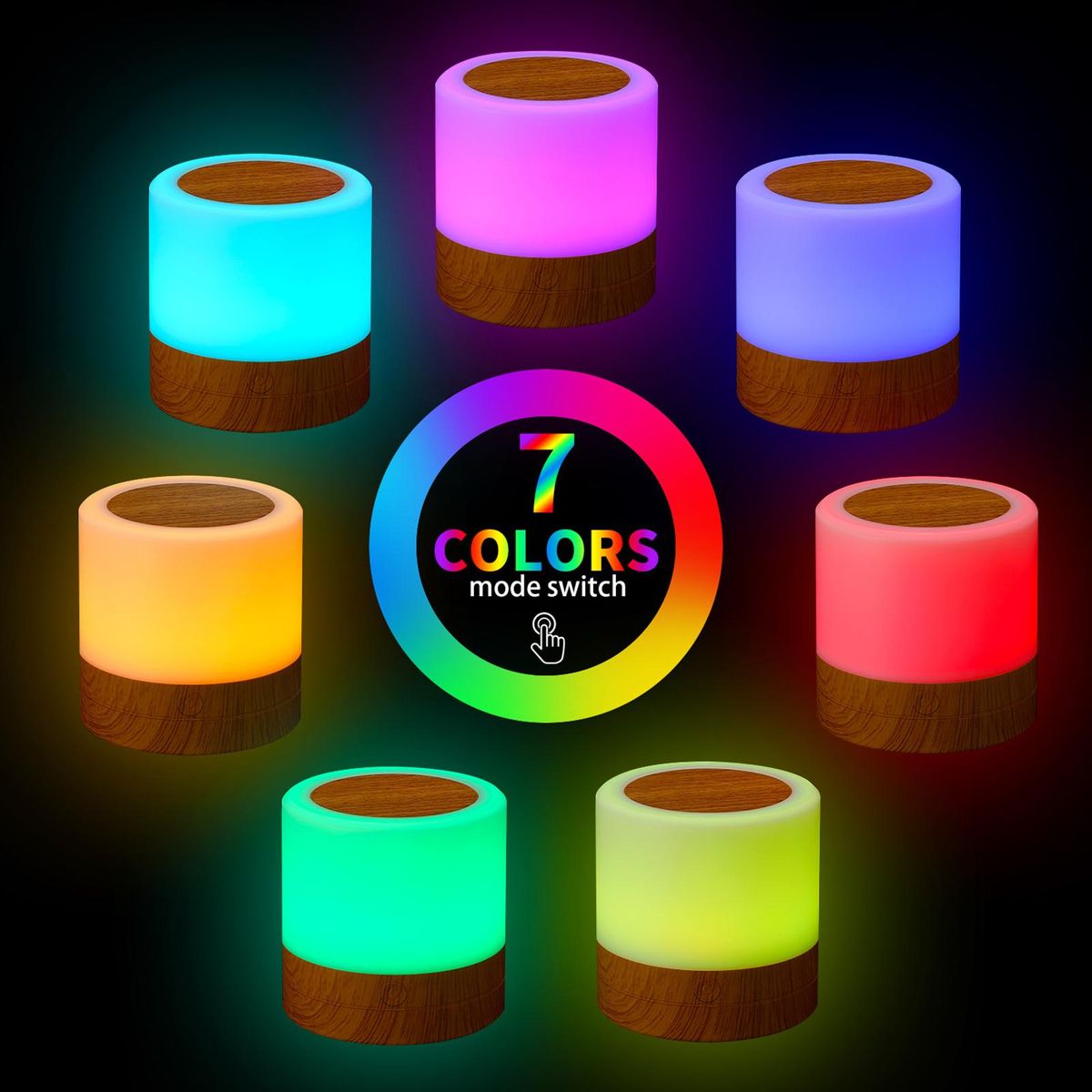 Desktop Leds Colorful Night Light Bedroom Bedside USB Touching RGB Night Lamp with Remote-Controller