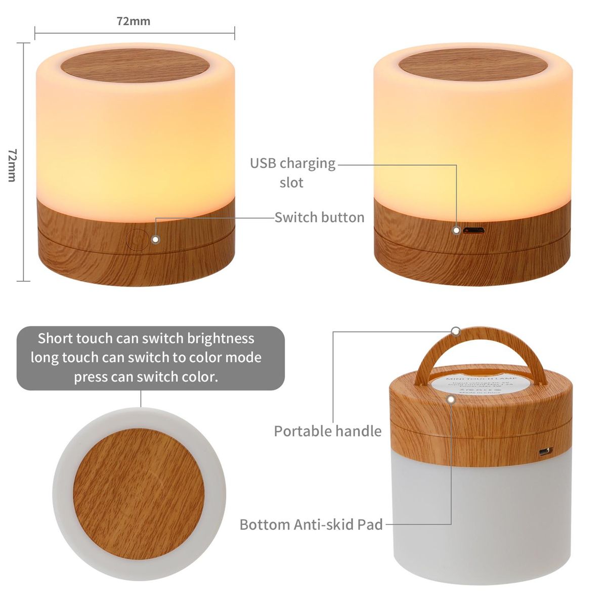 Desktop Leds Colorful Night Light Bedroom Bedside USB Touching RGB Night Lamp with Remote-Controller