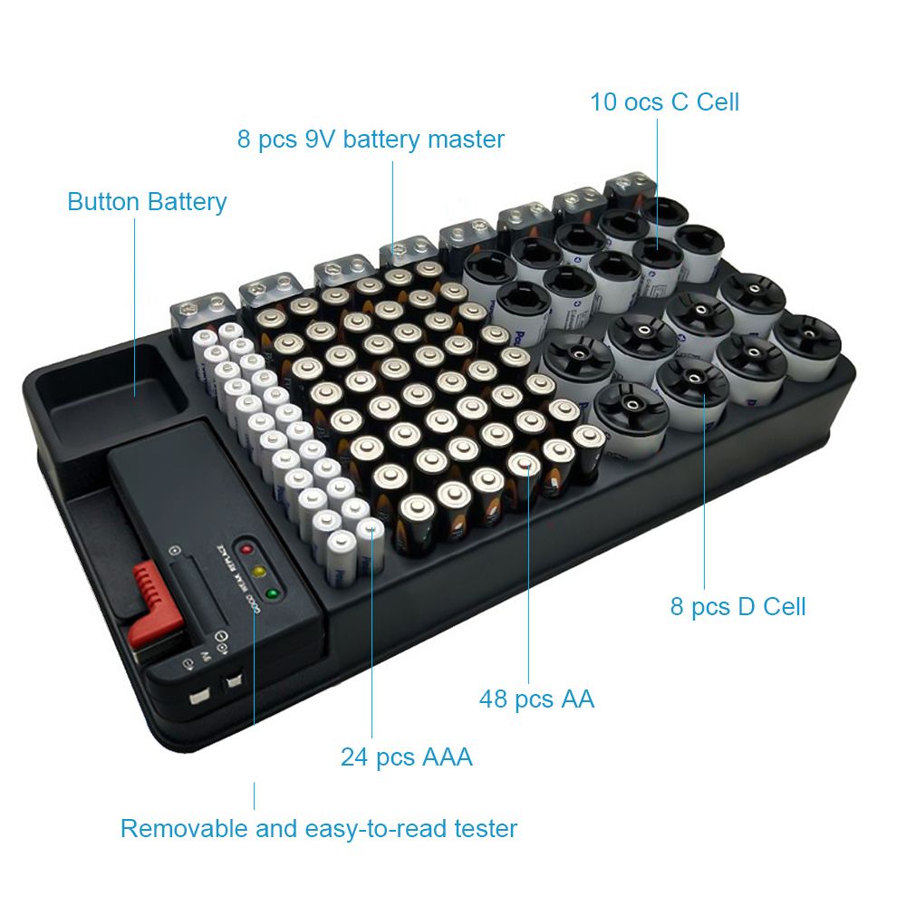 Battery Organizer Storage Case Holder With Battery Power