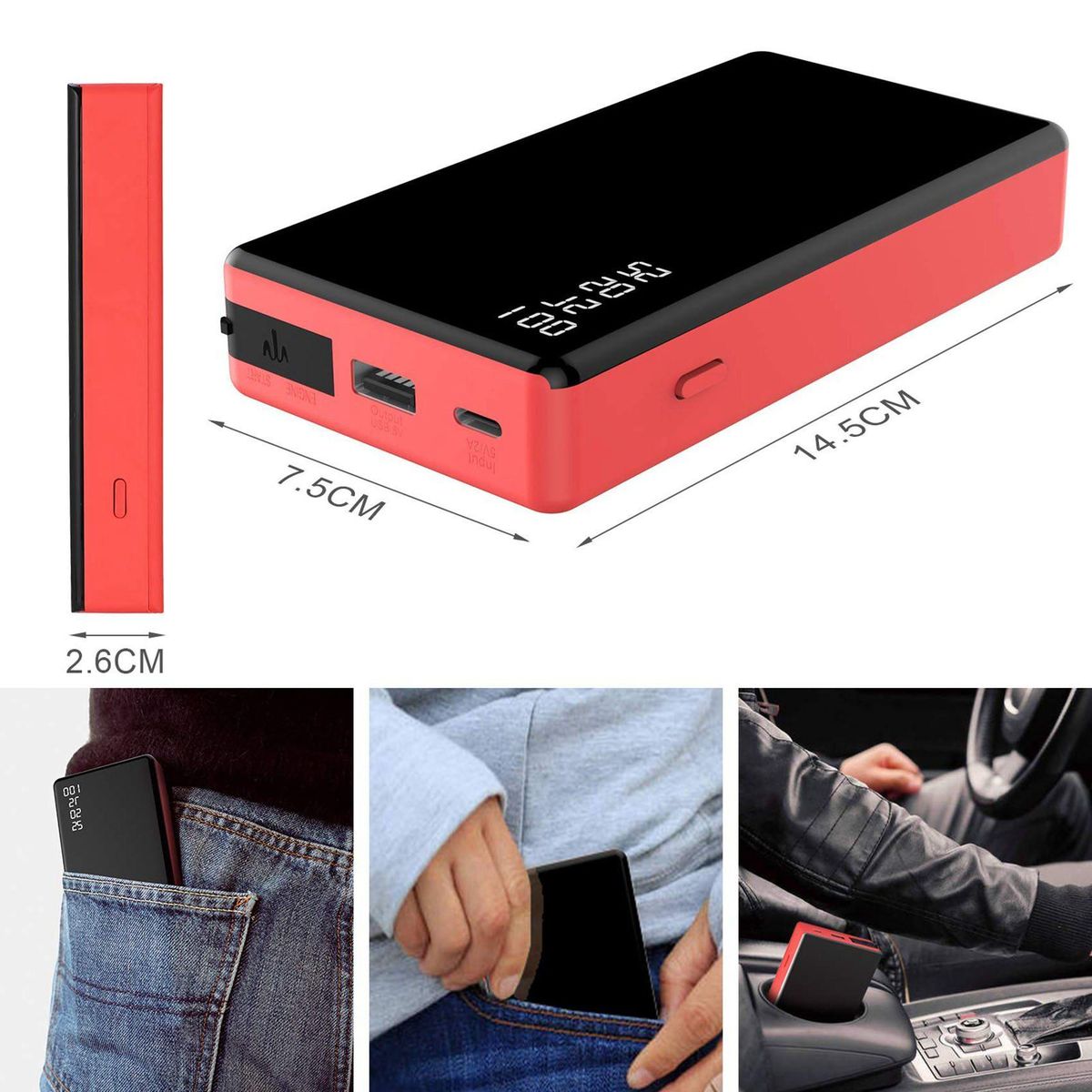 Car Jump Starter, 600A Peak 12V Output Portable Battery