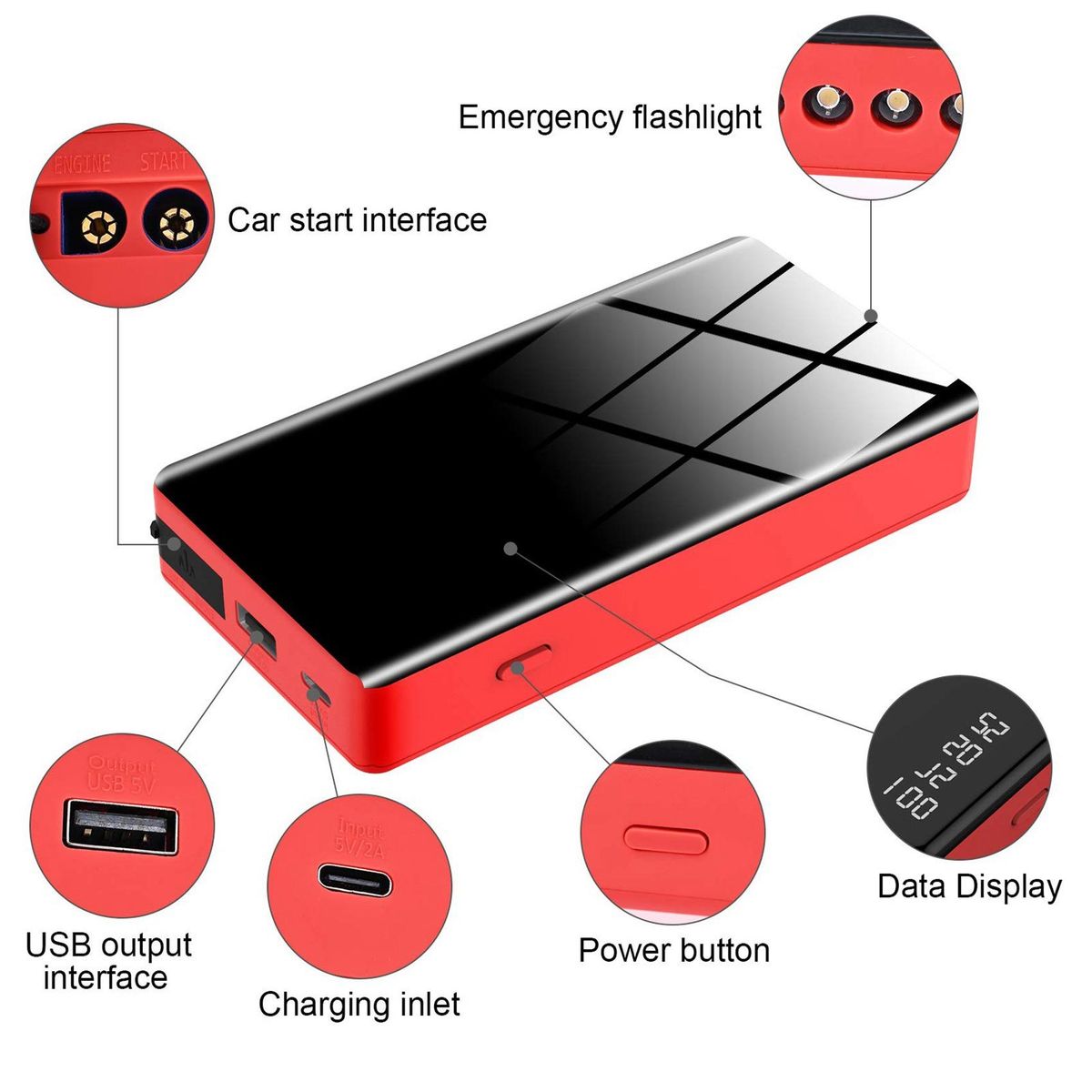 Car Jump Starter, 600A Peak 12V Output Portable Battery