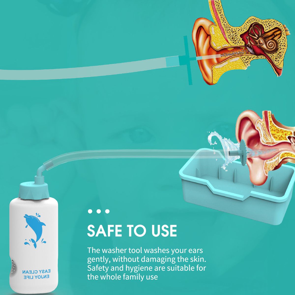 Ear Washer Bottle With Storage Box Flexible Tip Ear Cleaning