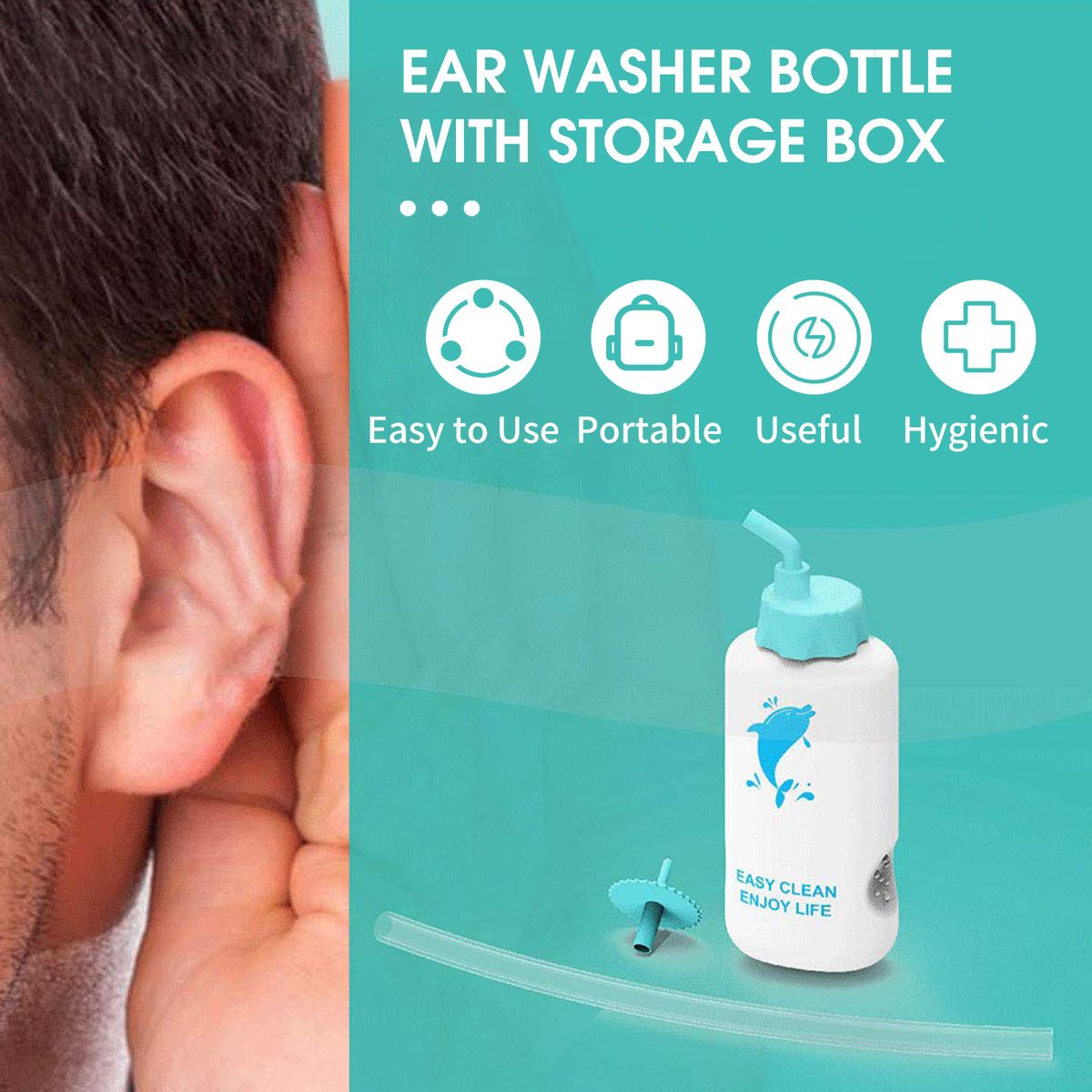 Ear Washer Bottle With Storage Box Flexible Tip Ear Cleaning