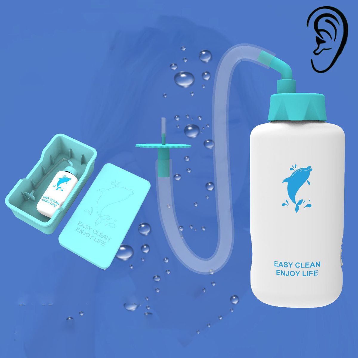 Ear Washer Bottle With Storage Box Flexible Tip Ear Cleaning
