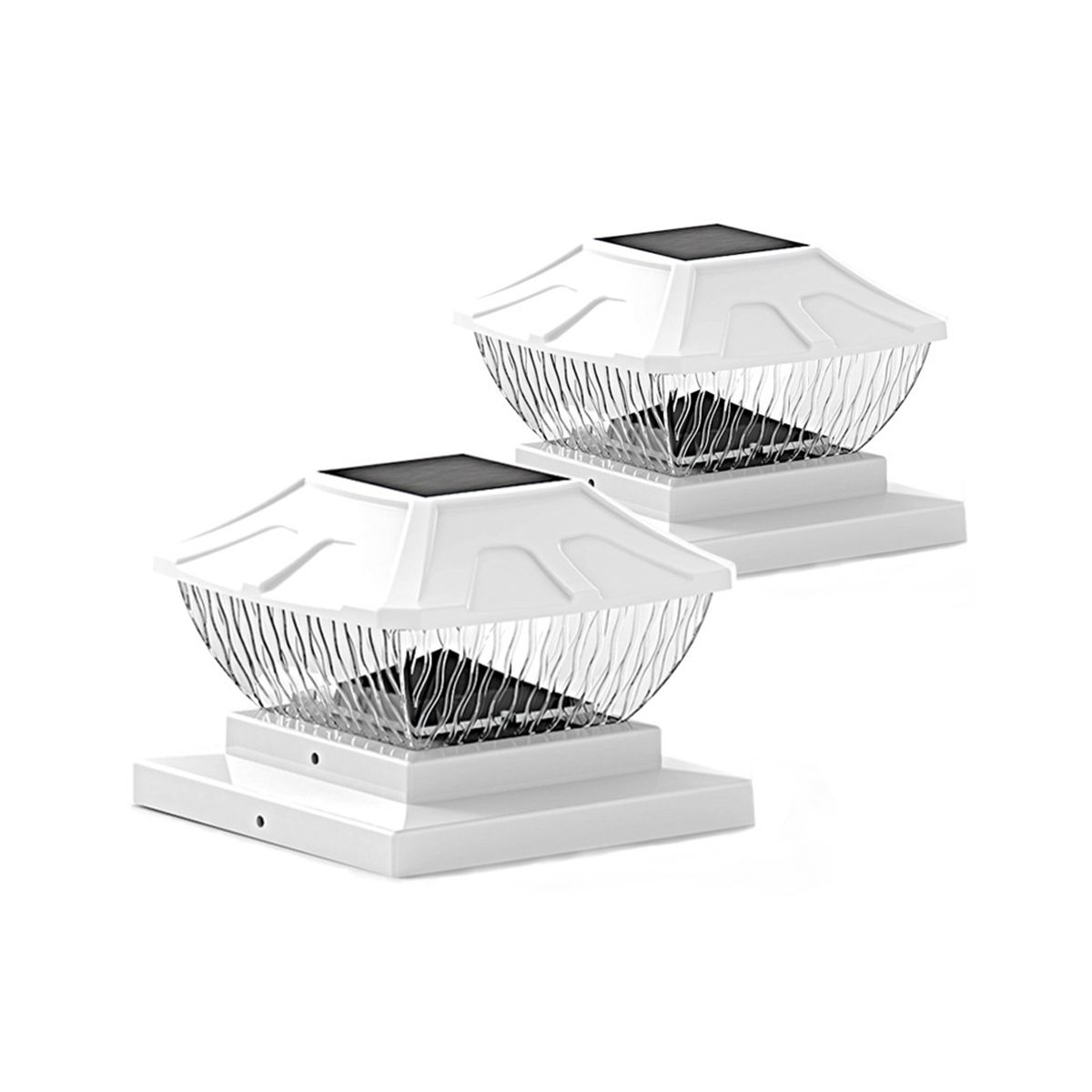 Solar Post Cap Lights Outdoor - 2 Pack 2 Modes Solar Deck