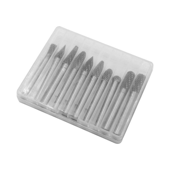 10p S/set  Arbide Rotary File Set Double Grain Tungsten Steel Rotary File-silver