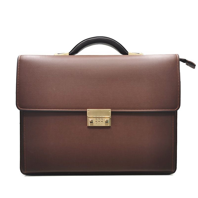 Men's Quality Leather Passcode Briefcase Bag - Brown