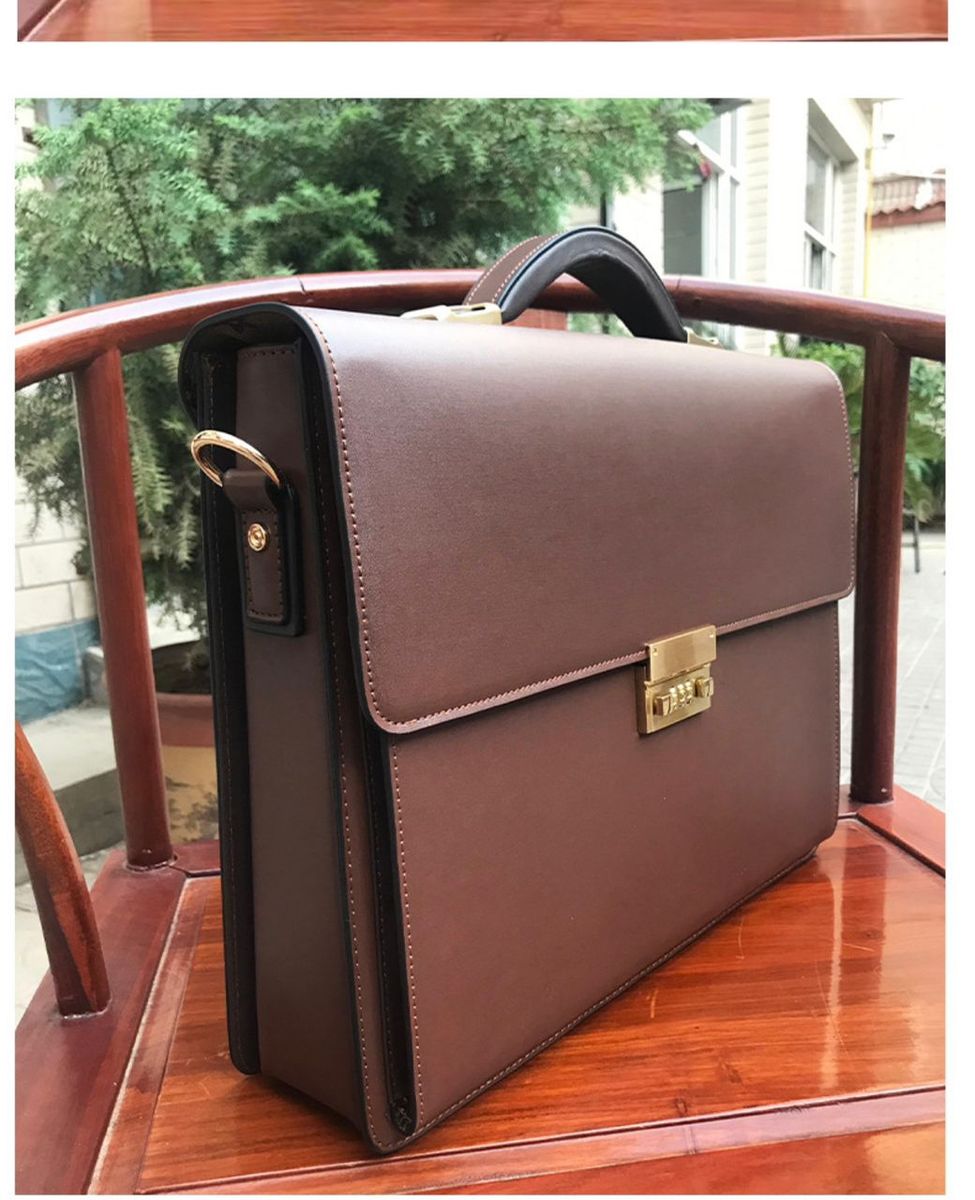Men's Quality Leather Passcode Briefcase Bag - Brown