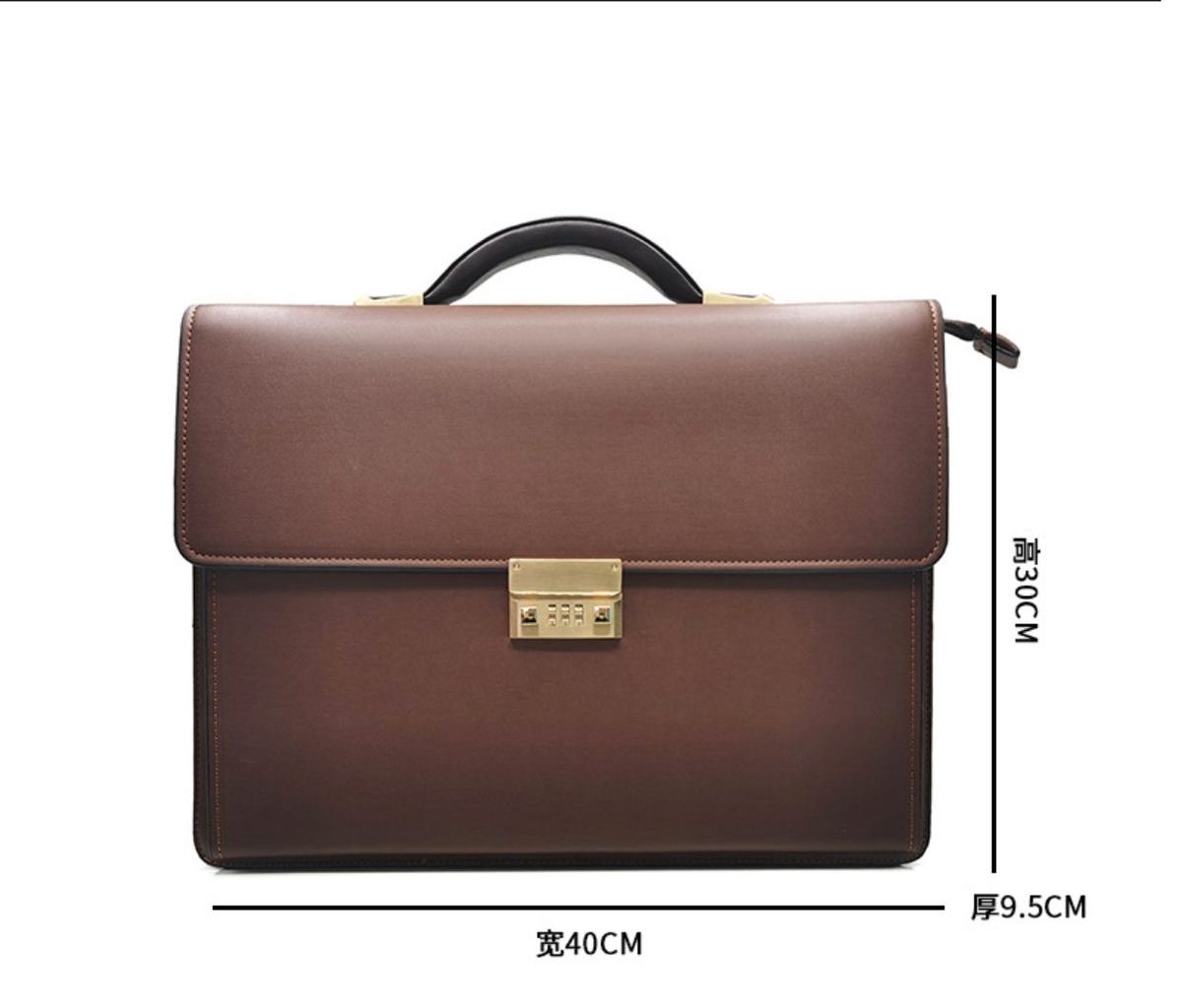 Men's Quality Leather Passcode Briefcase Bag - Brown