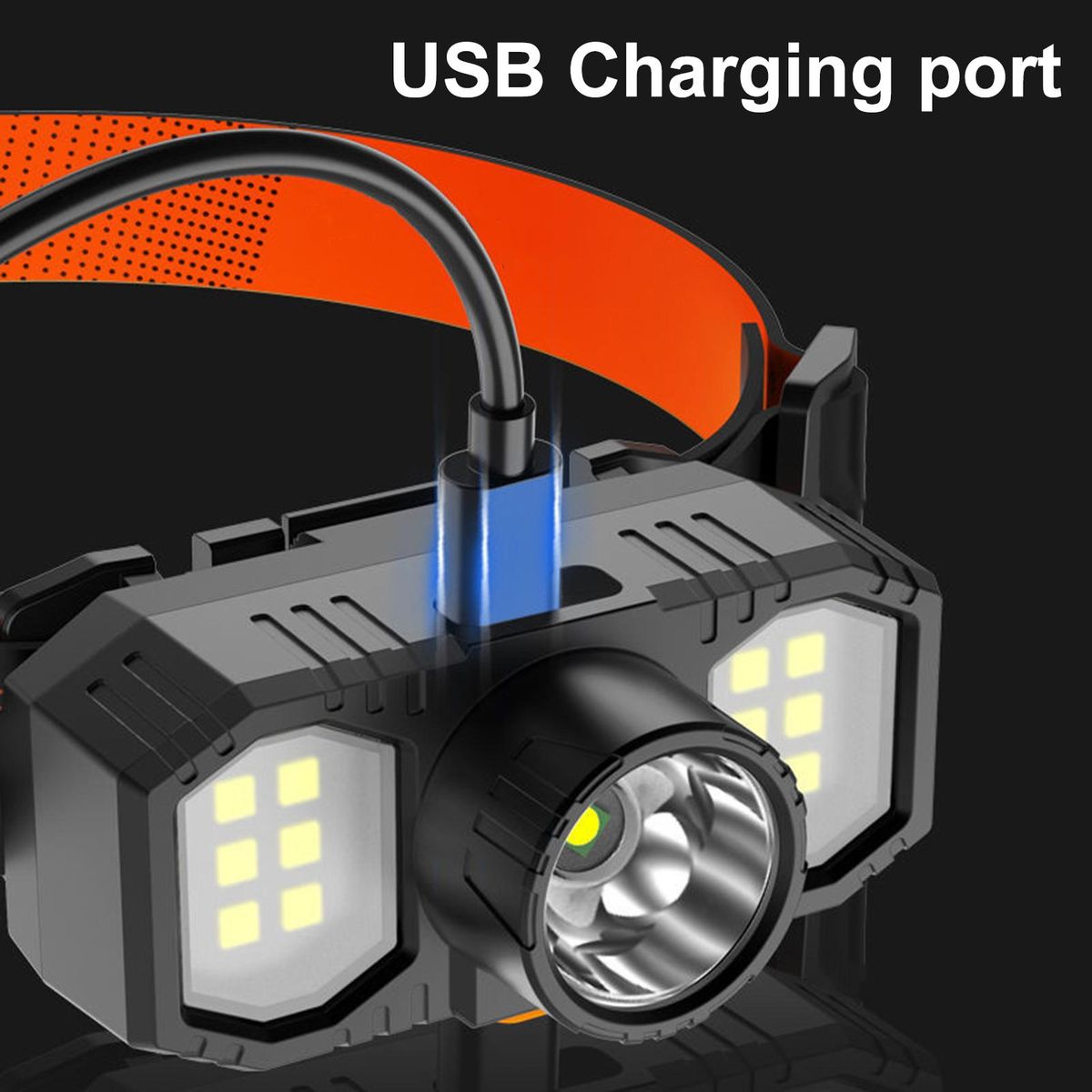 LED Flashlight Head-mounted Torch Camping LED Headlight Black