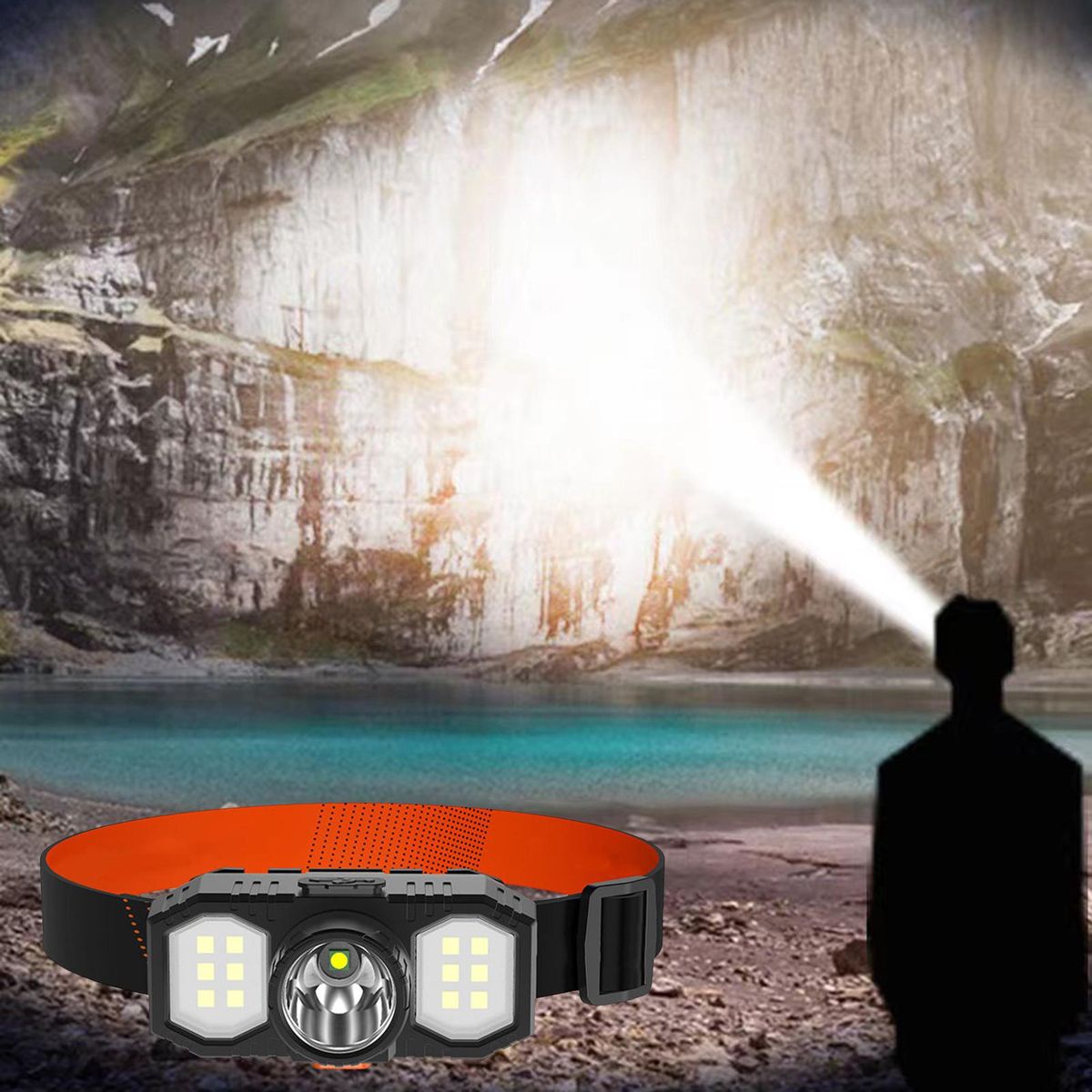 LED Flashlight Head-mounted Torch Camping LED Headlight Black