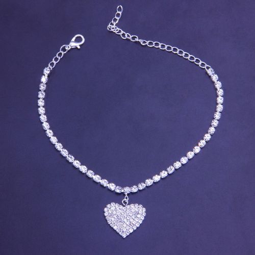 Heart Anklets Women Beach Barefoot Jewelry Non Fade Adjustable Pendant Silver