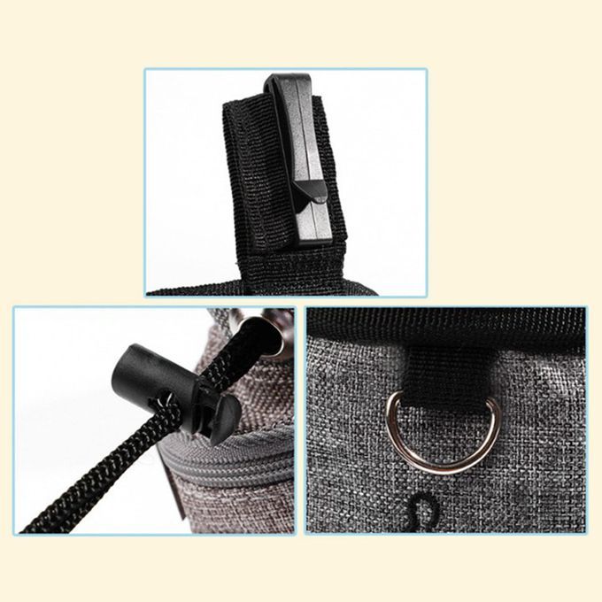 Durable Dog Training Bag Travel Pouch Drawstring Dogs Toys Holder Gray