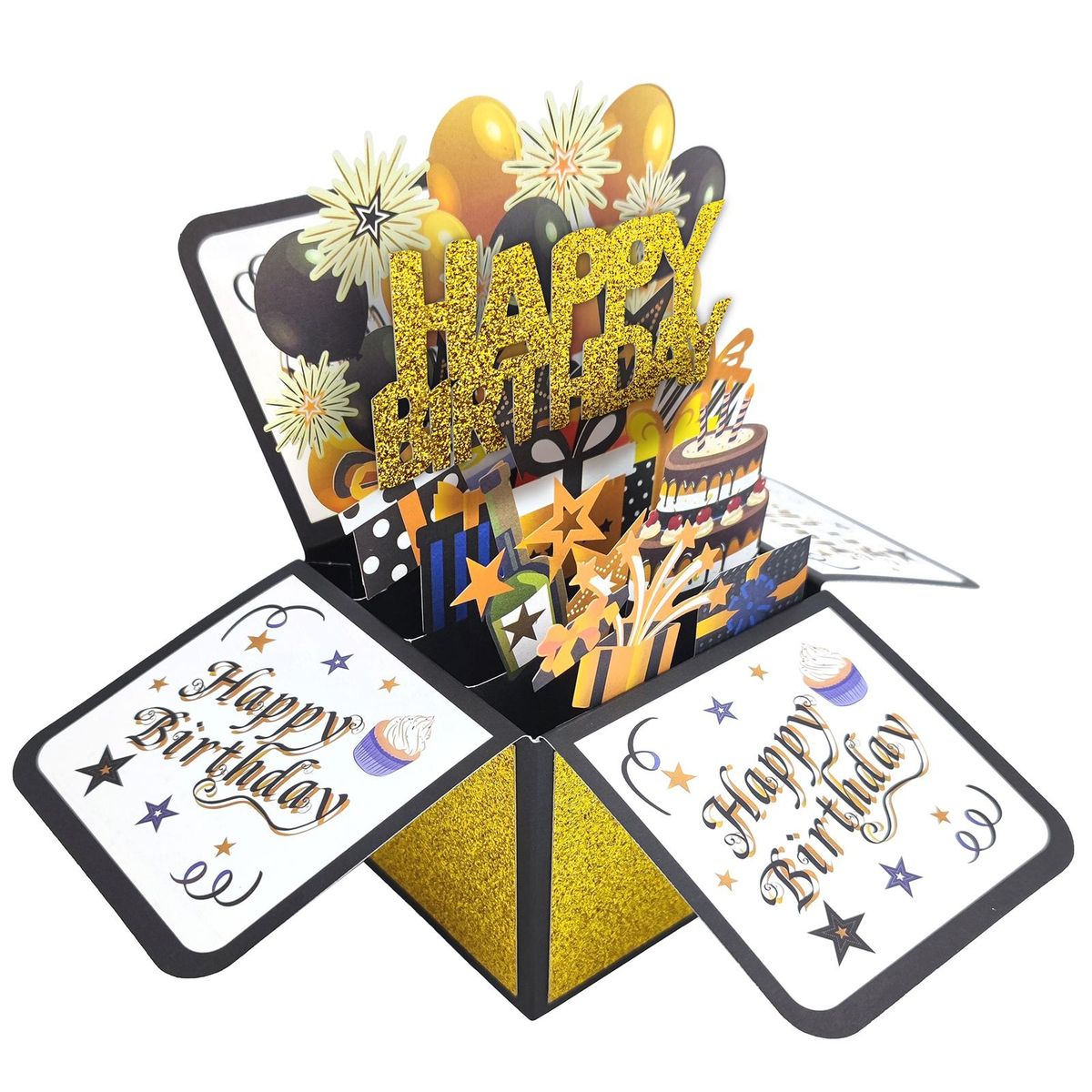 3d Birthday Card 3d Surprise Greeting Card Handmade Diy Birthday Gift Golden