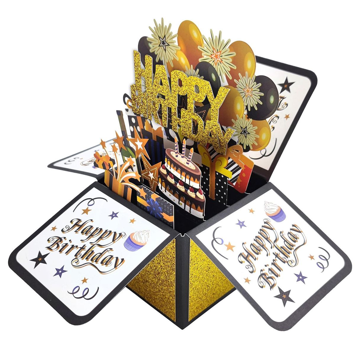 3d Birthday Card 3d Surprise Greeting Card Handmade Diy Birthday Gift Golden
