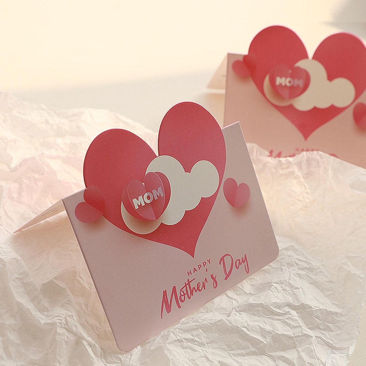 Greeting Card Love Bow Tie Gift Card Pink and Red