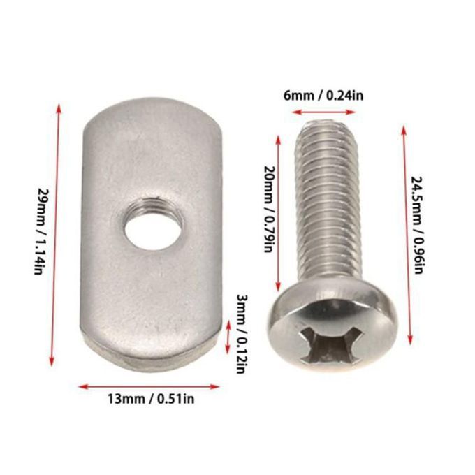 4Set Kayak Marine Boat Screws Track Nuts Stainless Steel Rail/Track
