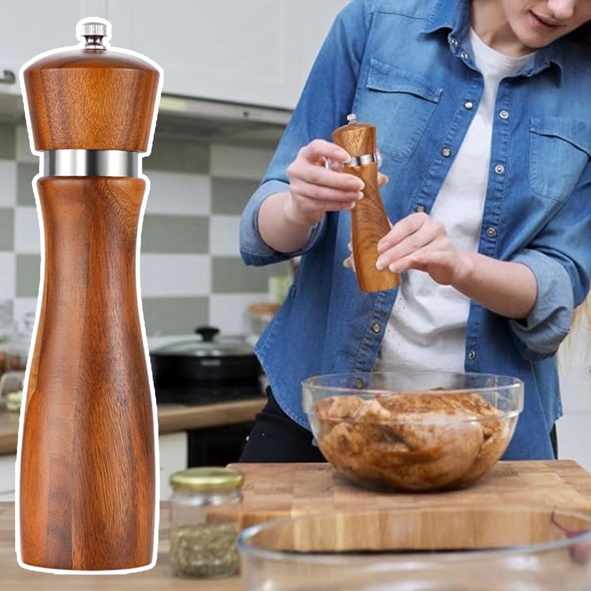 Stylish Salt Pepper Grinder Modern Wood Salt Pepper Set Stylish Wooden Color
