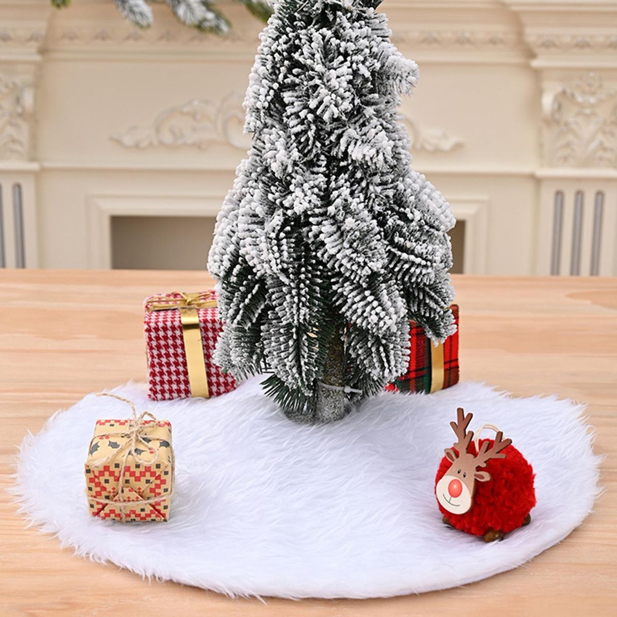 Xmas Tree Carpet Christmas Tree Bottom Ornament Pad White