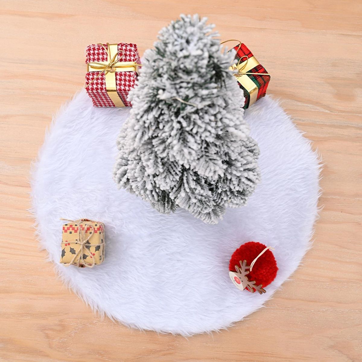 Xmas Tree Carpet Christmas Tree Bottom Ornament Pad White