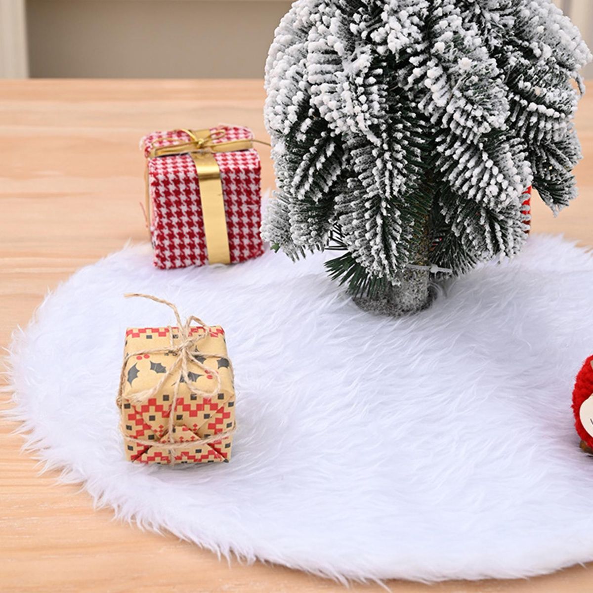 Xmas Tree Carpet Christmas Tree Bottom Ornament Pad White