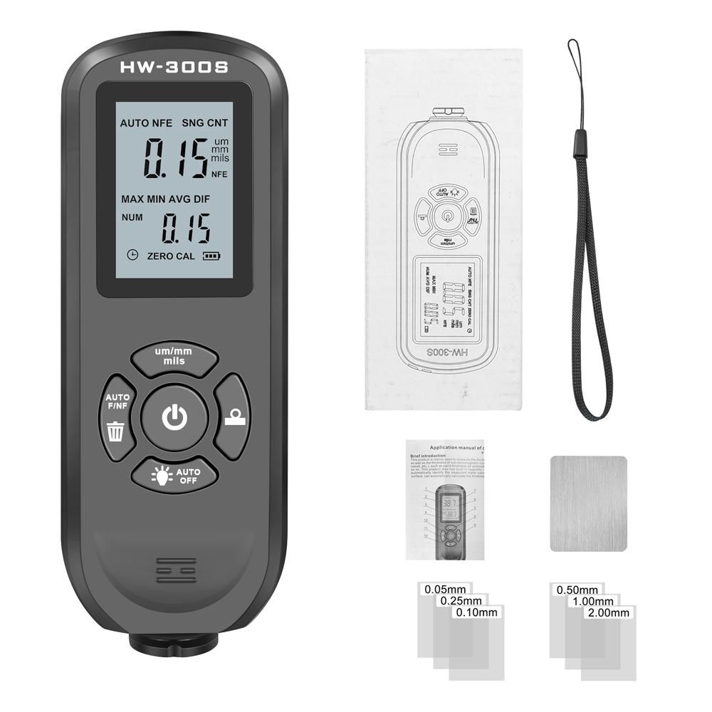 0-2000UM Thickness Gauge High Precise LCD Digital Automobile Film Thickness Meter Car Paint Coating Thickness Tester Three Probe Modes Units Switching with Data Statistical Zeroing Calibration and Automatic Shutdown Function
