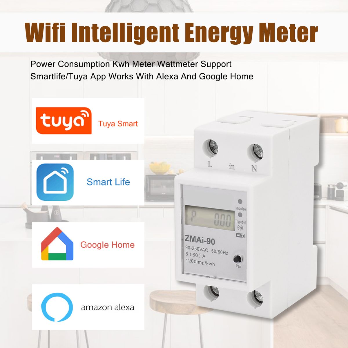 Single Phase Wifi Intelligent Energy Meter Consumption Kwh