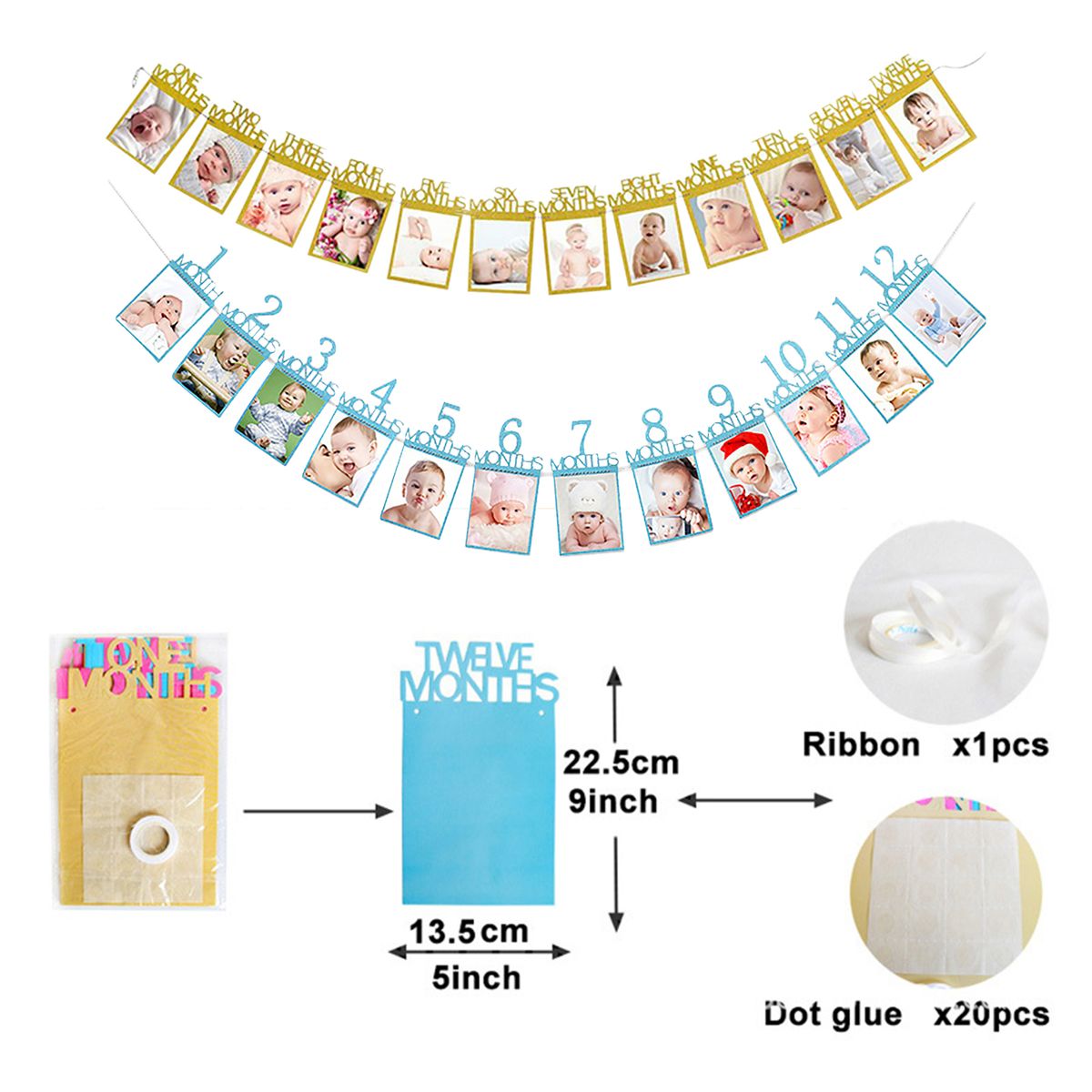 16.4ft Baby Photo Banner For Newborn 12 Month Growth Picture