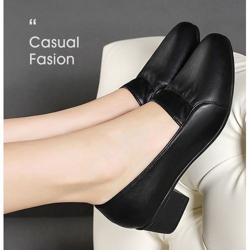 Ladies Low Heel Sweet Pointed Pump Dress Party Shoes Daily Sandals-black