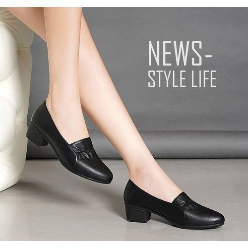 Ladies Low Heel Sweet Pointed Pump Dress Party Shoes Daily Sandals-black