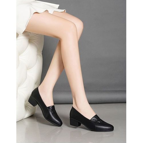 Ladies Low Heel Sweet Pointed Pump Dress Party Shoes Daily Sandals-black