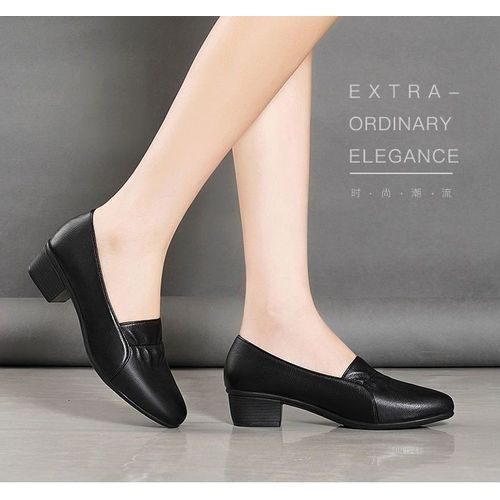 Ladies Low Heel Sweet Pointed Pump Dress Party Shoes Daily Sandals-black