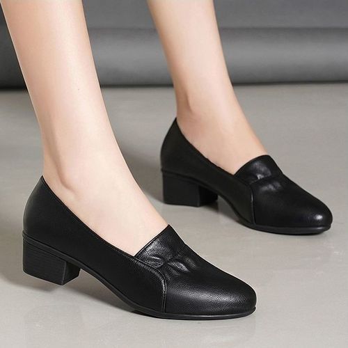 Ladies Low Heel Sweet Pointed Pump Dress Party Shoes Daily Sandals-black
