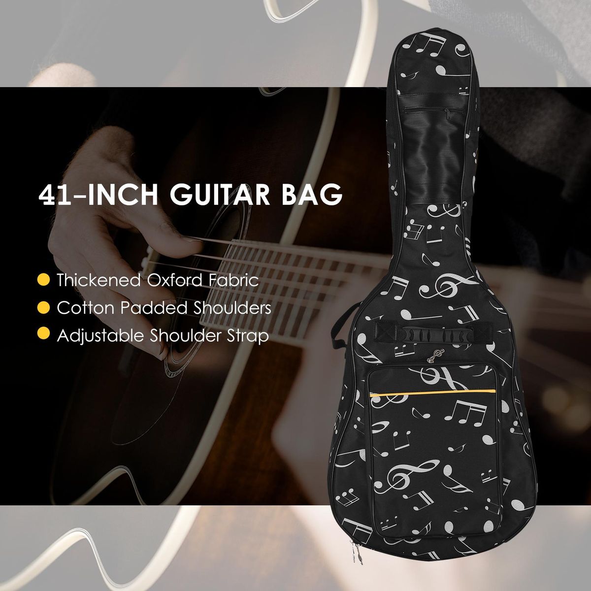 41-inch Guitar Backpack Guitar Bag Thickened Oxford Cloth Guitar Case Backpack with Cotton Padded Shoulders Adjustable Shoulder Strap for Classic Guitar Folk Guitar