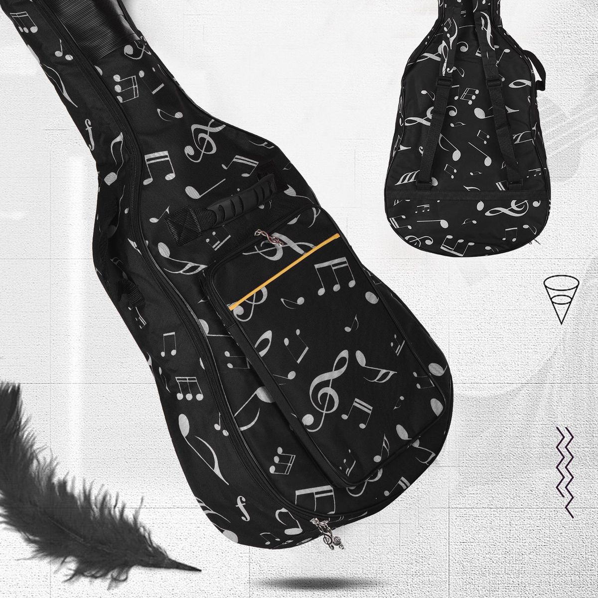 41-inch Guitar Backpack Guitar Bag Thickened Oxford Cloth Guitar Case Backpack with Cotton Padded Shoulders Adjustable Shoulder Strap for Classic Guitar Folk Guitar