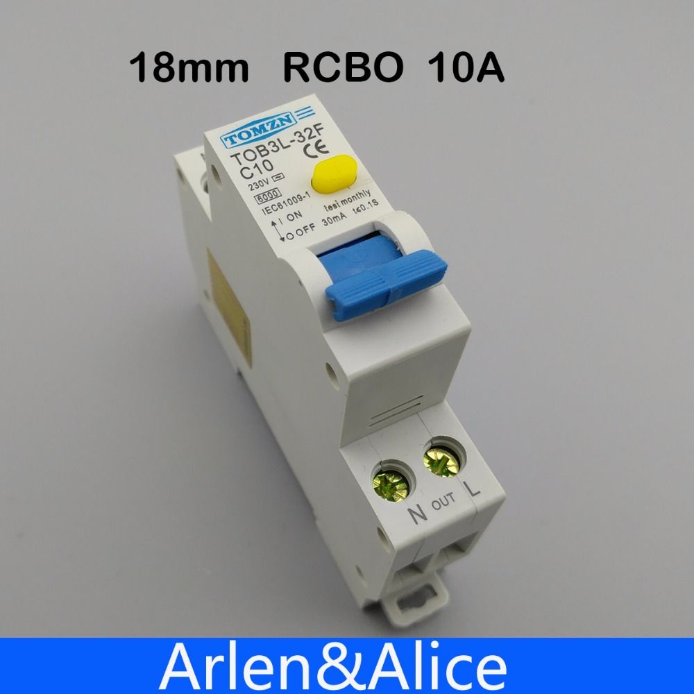 18MM RCBO 10A 1P+N 6KA Residual Current Differential