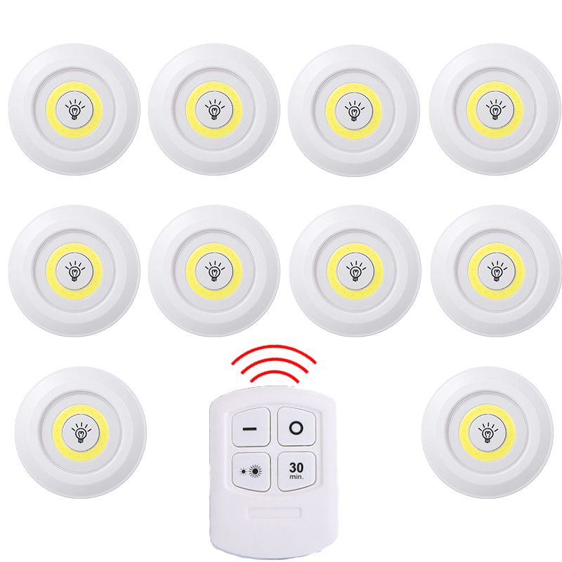 LED Under Cabinet Dimmable Night Light With Wireless Remote Control Battery Operated Wardrobe Lamp For Kitchen Shelf Closet Home--10lamp 1controller