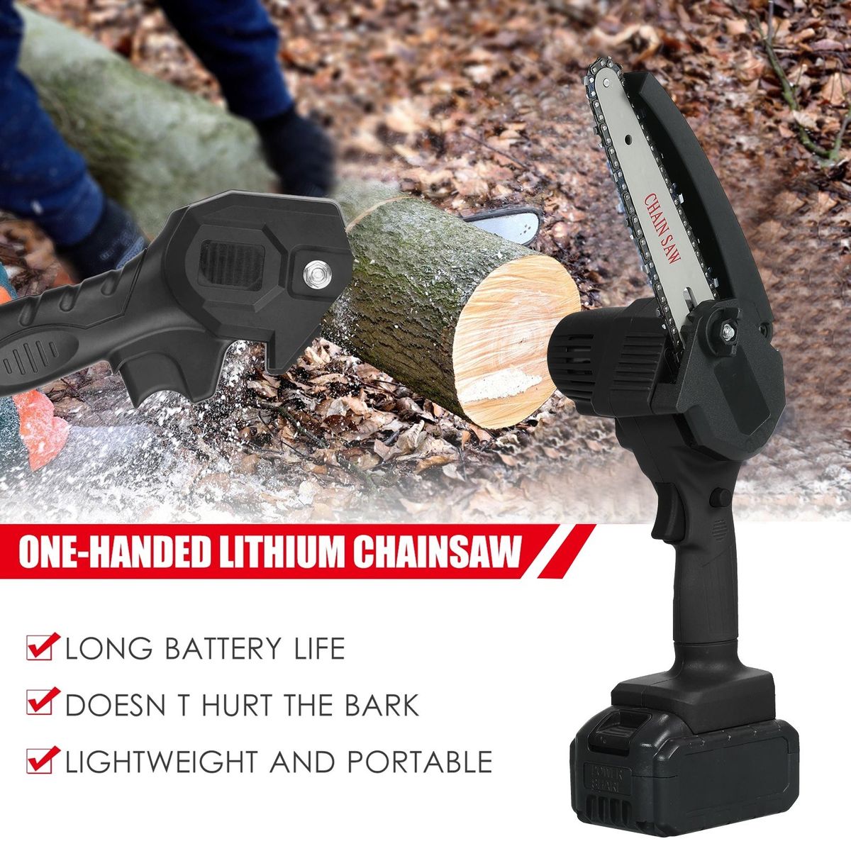 Mini Chainsaw 6-Inch Cordless Electric Protable Pruning Saw
